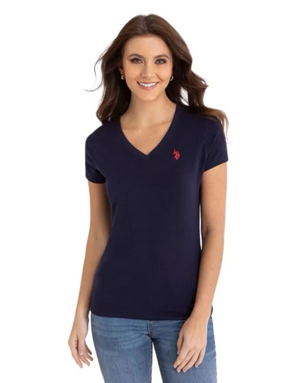 Women’s U.S. Polo Assn Navy Logo Short Sleeve Shirt NWT Size L